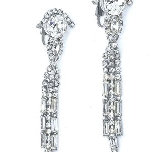 BAGUETTE ICE CRYSTAL RHINESTONE CHANDELIER EARRING
